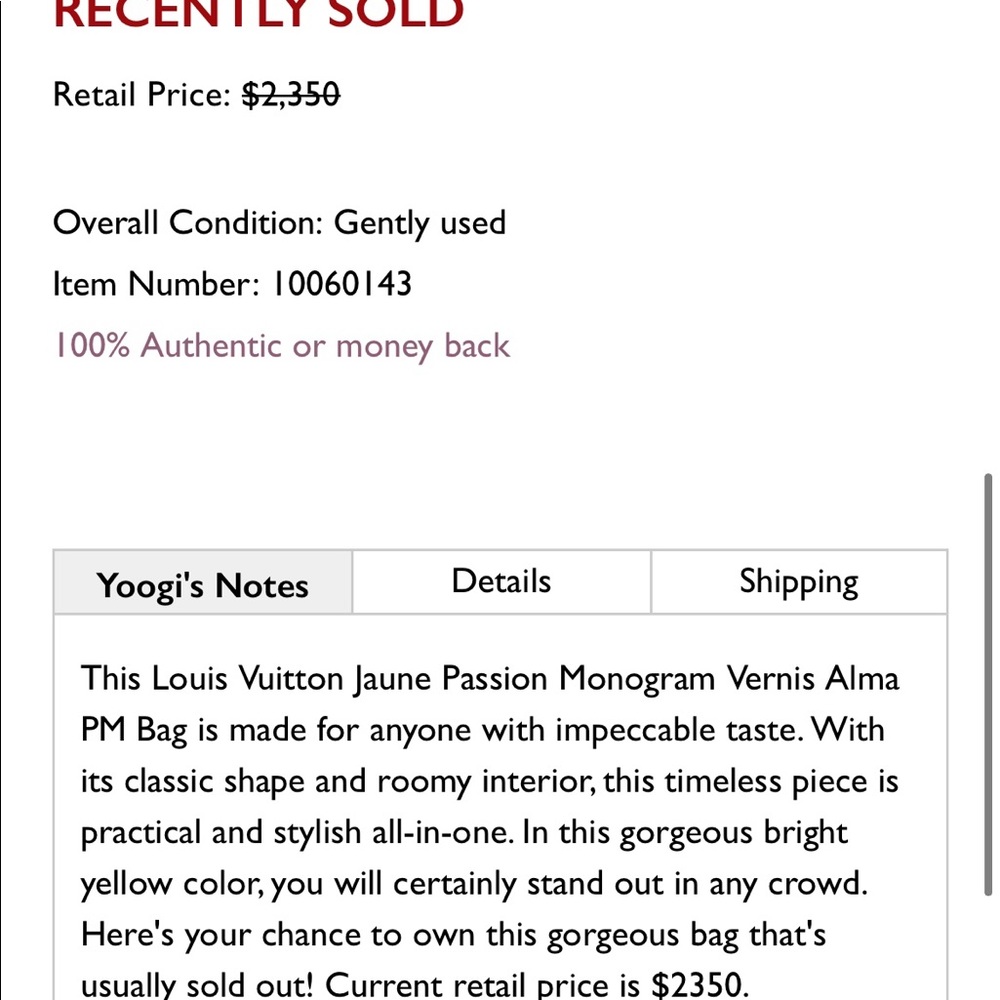 AUTHENTIC Louis Vuitton Jaune Passion Monogram Vernis Alma PM - Picture 13 of 16